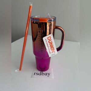 RARE! 2024 Dunkin’ 40z Metallic ORANGE/PINK Ombre Stainless  Steel Tumbler - NWT